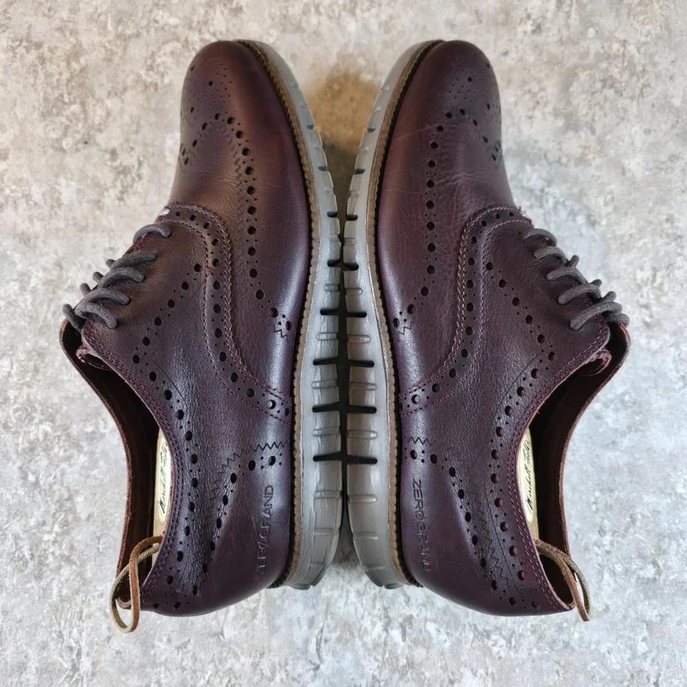 Cole Haan Zerogrand Wingtip Leather Dark Cherry Mens 9 M Oxford Shoes C25004